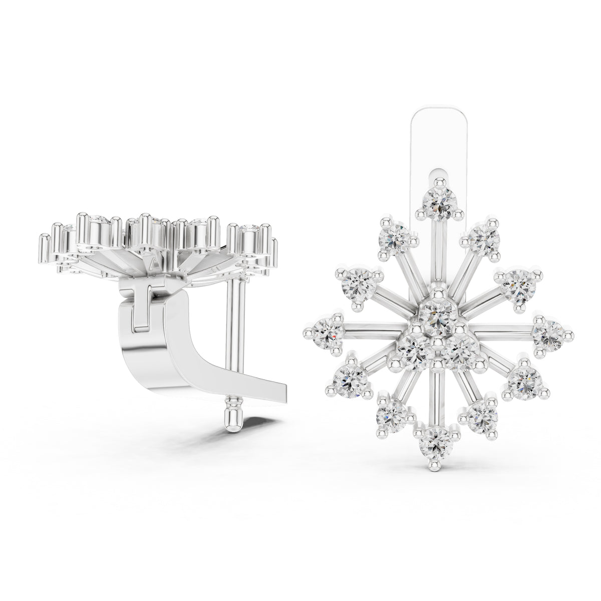 The Snowflake Burst Lan Grown Diamond Earrings White Gold