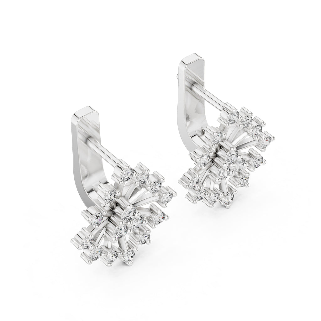 The Snowflake Burst Lan Grown Diamond Earrings White Gold