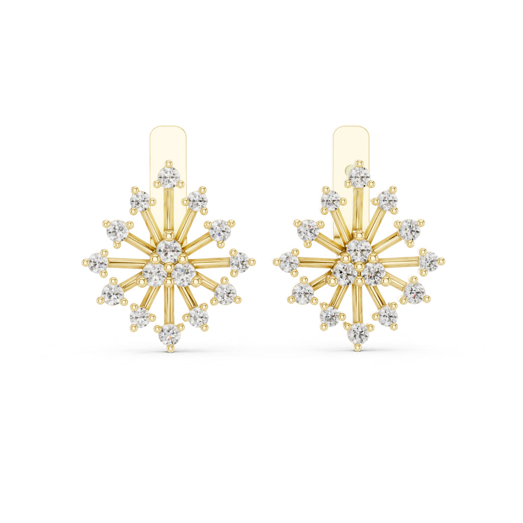 The Snowflake Burst Lan Grown Diamond Earrings Yellow Gold
