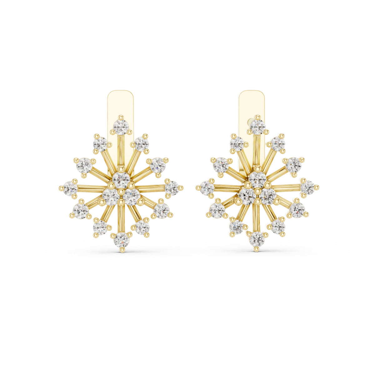 The Snowflake Burst Lab Grown Diamond Earrings Yellow Gold