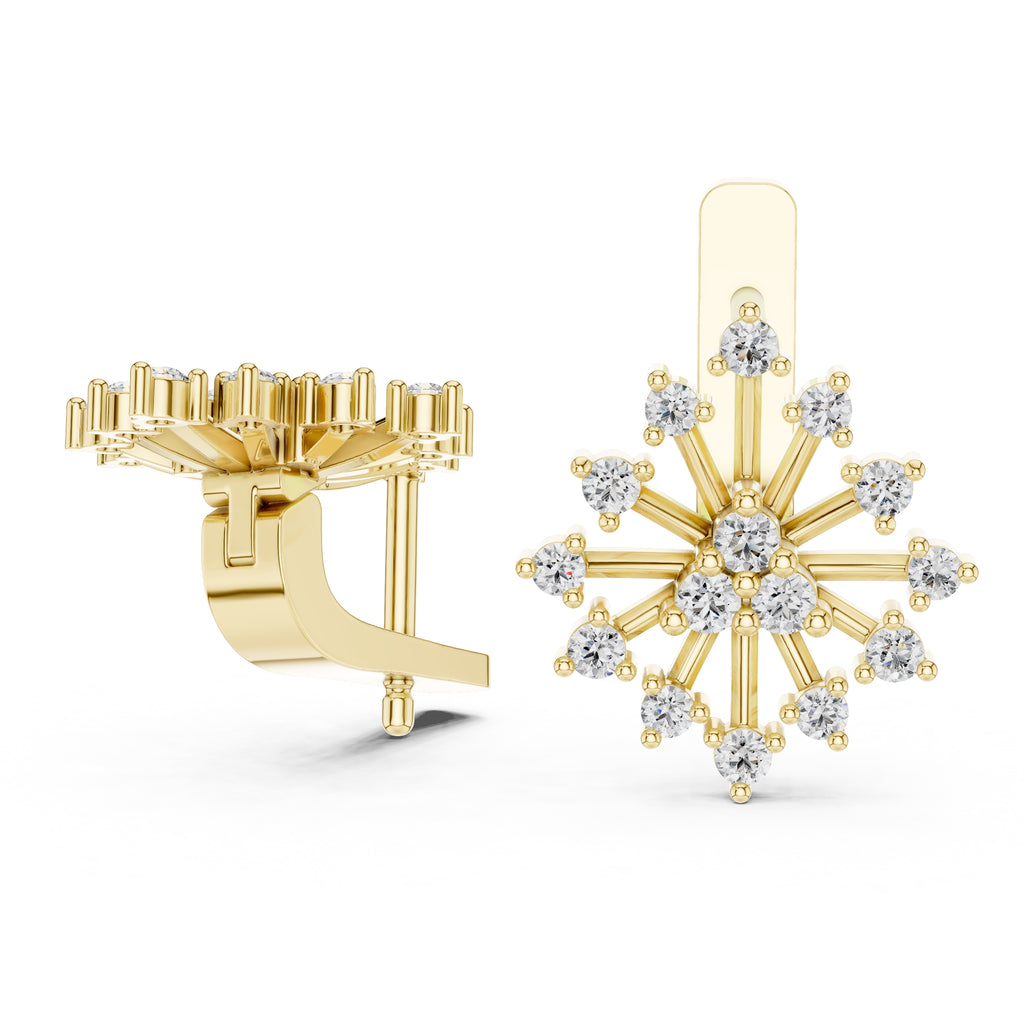 The Snowflake Burst Lan Grown Diamond Earrings Yellow Gold