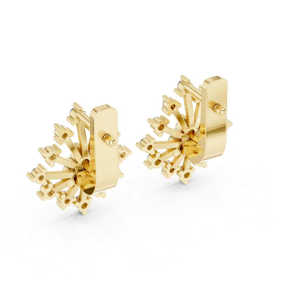 The Snowflake Burst Lan Grown Diamond Earrings Yellow Gold