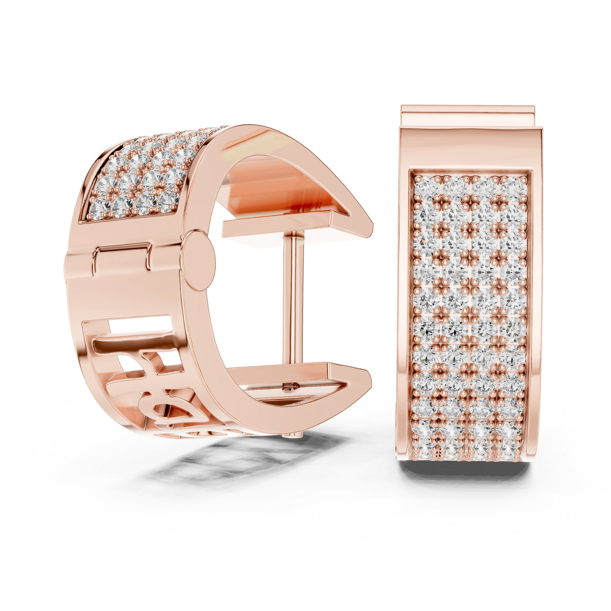 The Eclipse Wide Pavé Lan Grown Diamond Hoops Rose Gold