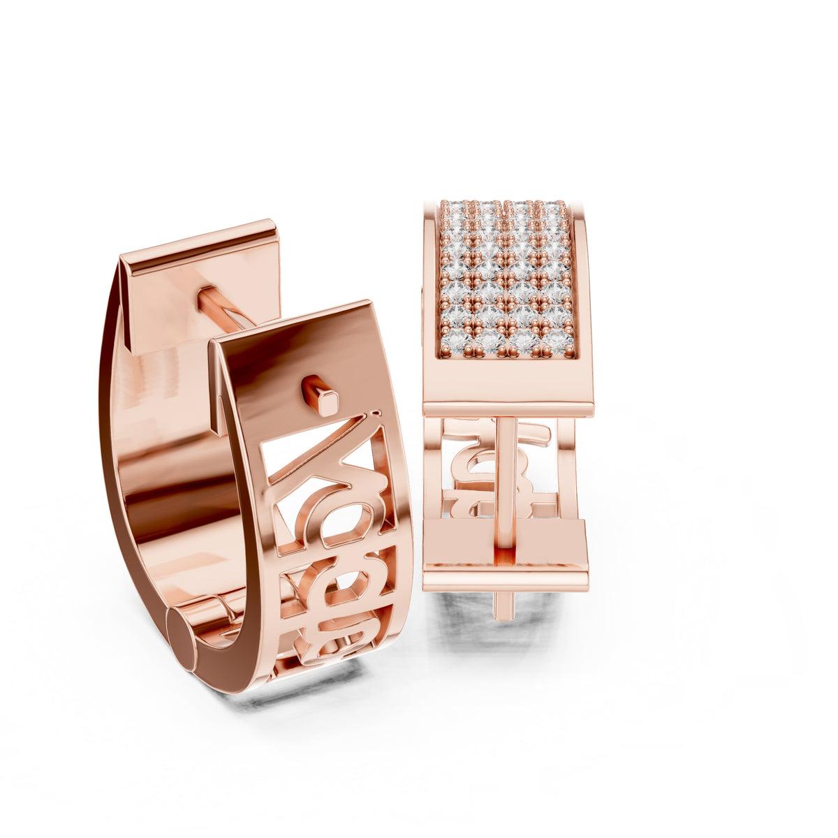 The Eclipse Wide Pavé Lan Grown Diamond Hoops Rose Gold