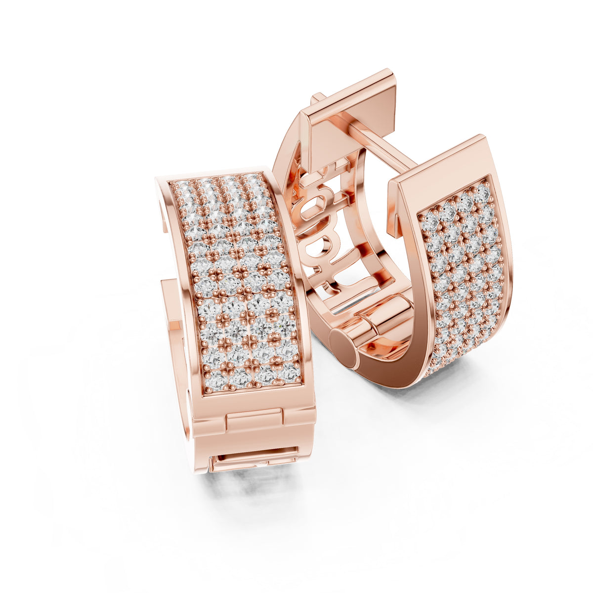 The Eclipse Wide Pavé Lan Grown Diamond Hoops Rose Gold