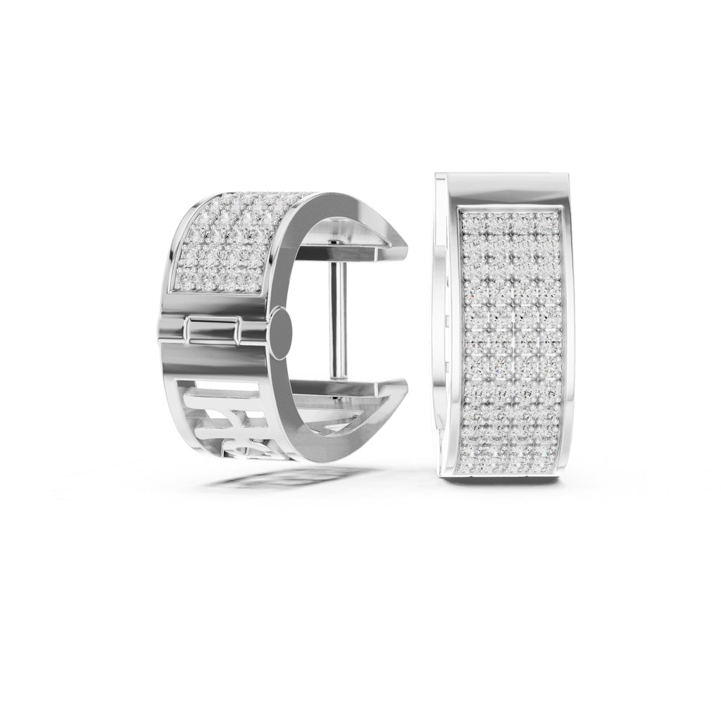 The Eclipse Wide Pavé Lan Grown Diamond Hoops White Gold