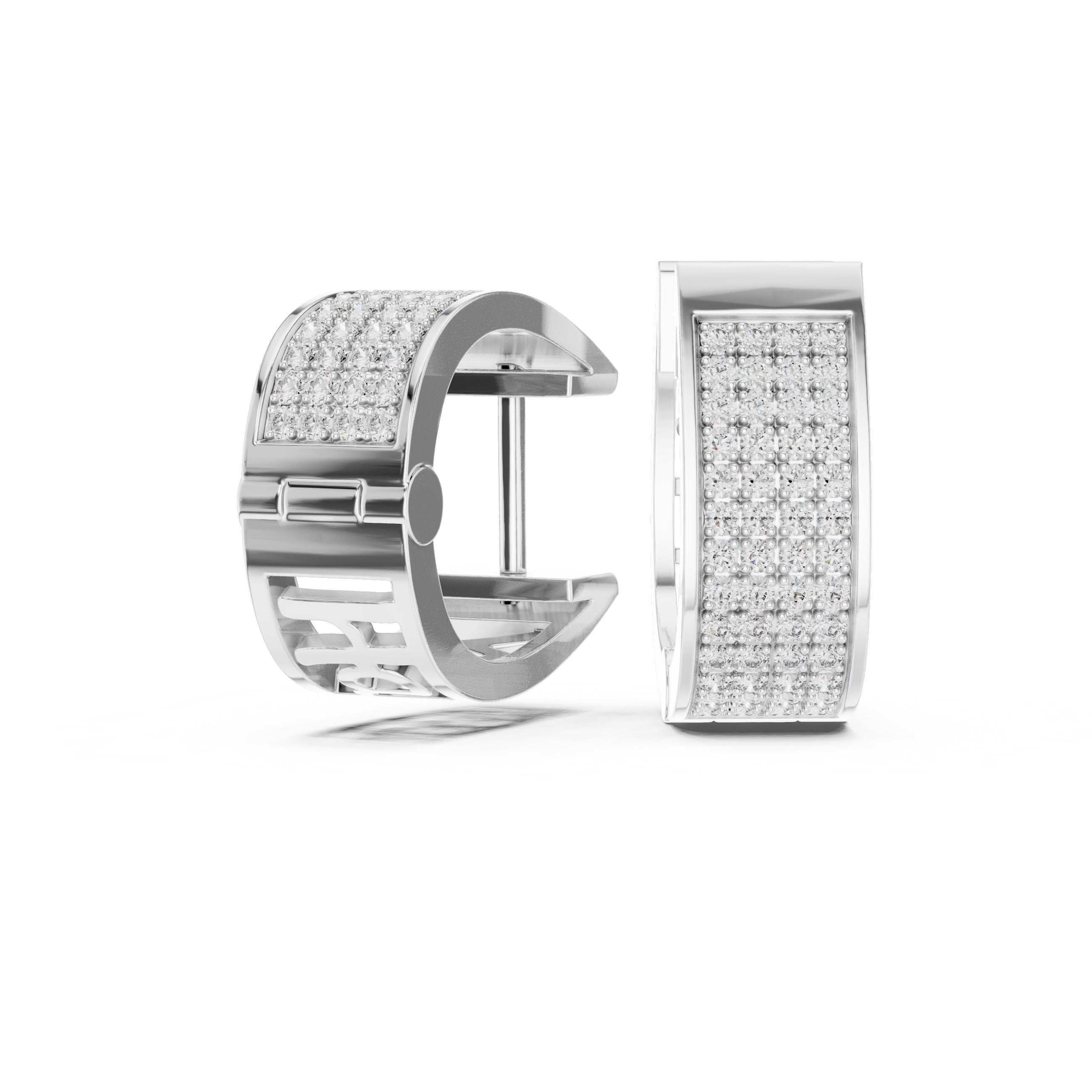 The Eclipse Wide Pavé Lan Grown Diamond Hoops White Gold