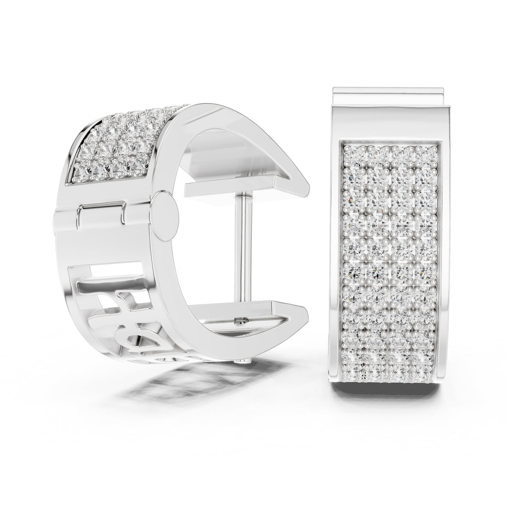 The Eclipse Wide Pavé Lan Grown Diamond Hoops White Gold