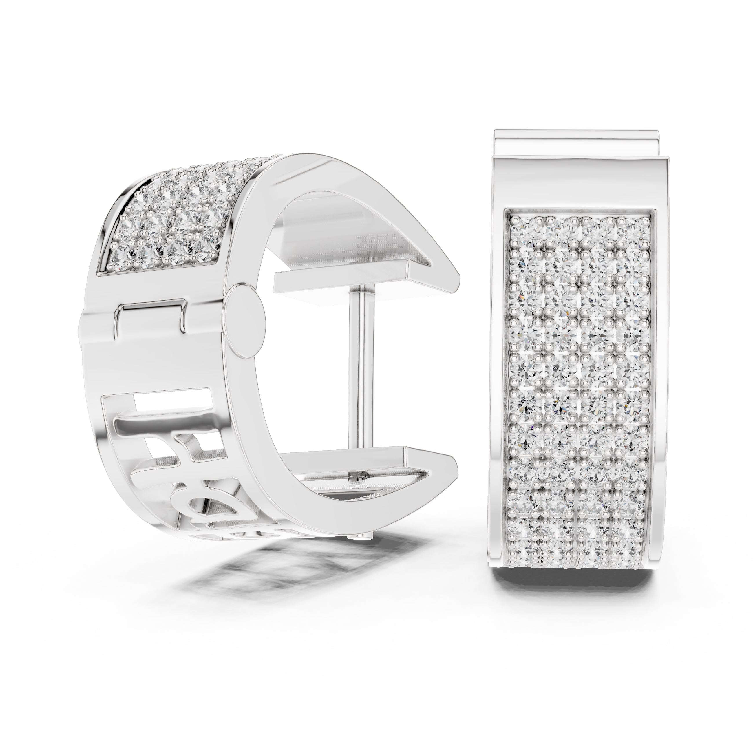 The Eclipse Wide Pavé Lan Grown Diamond Hoops White Gold