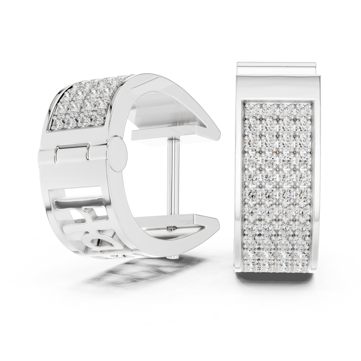 The Eclipse Wide Pavé Lab Grown Diamond Hoops White Gold