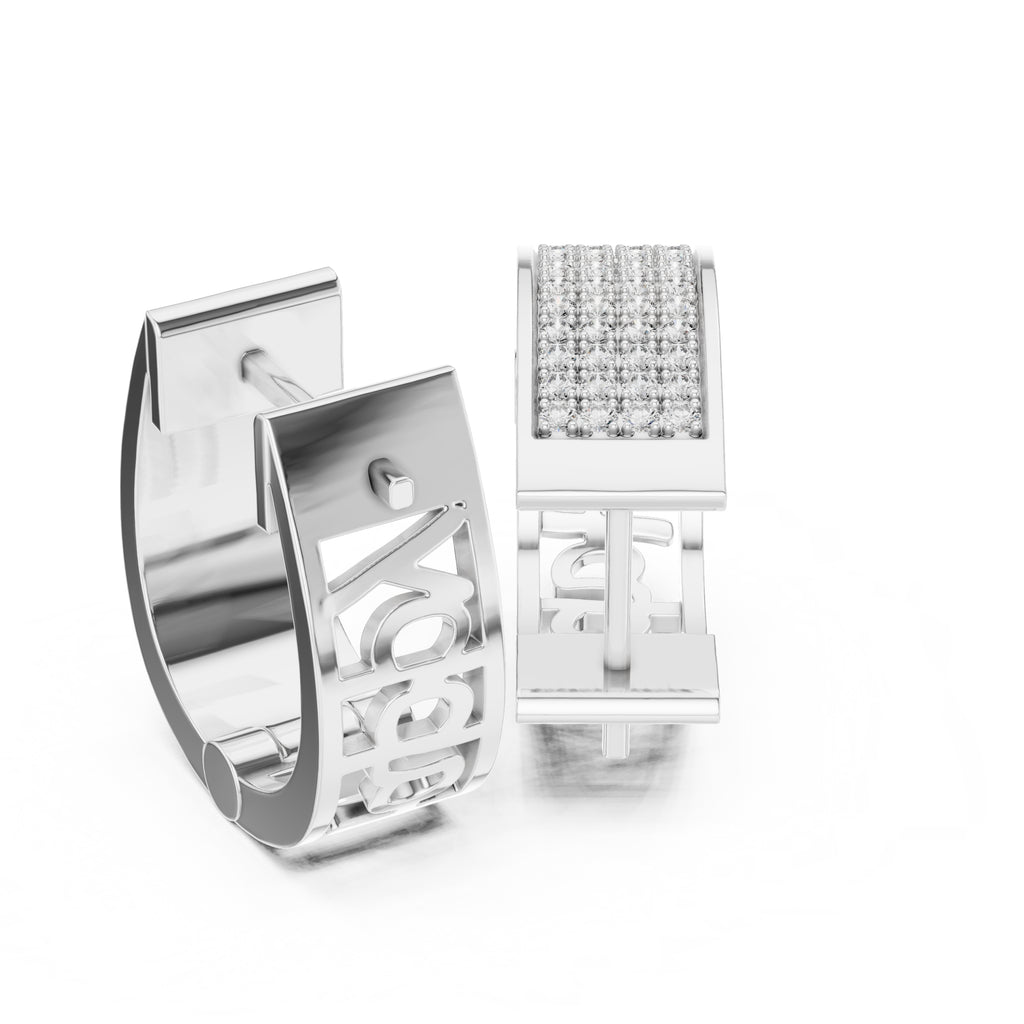 The Eclipse Wide Pavé Lan Grown Diamond Hoops White Gold