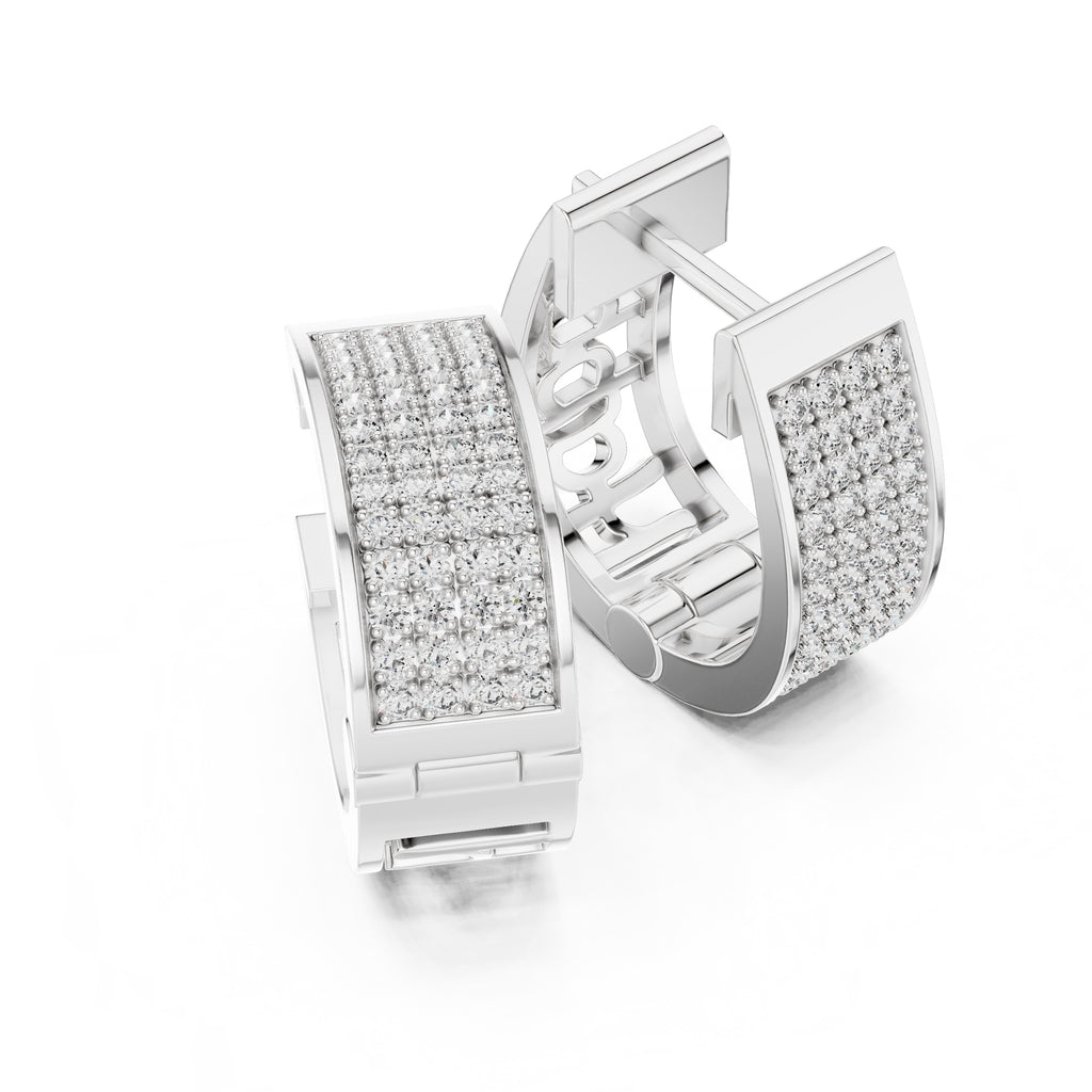 The Eclipse Wide Pavé Lan Grown Diamond Hoops White Gold