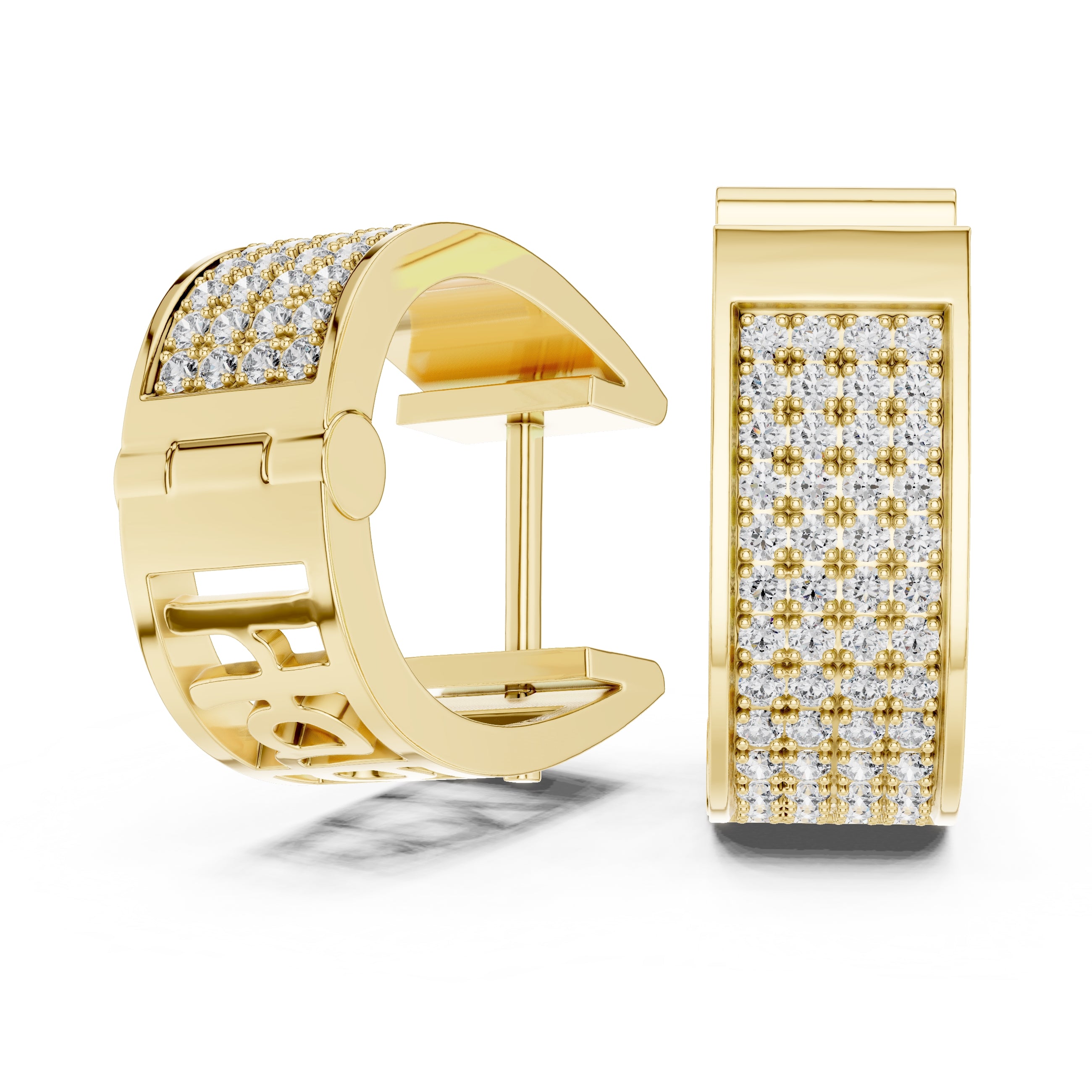 The Eclipse Wide Pavé Lan Grown Diamond Hoops Yellow Gold