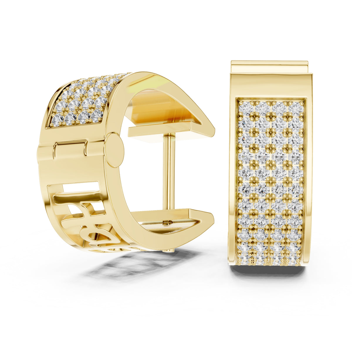The Eclipse Wide Pavé Lab Grown Diamond Hoops Yellow Gold