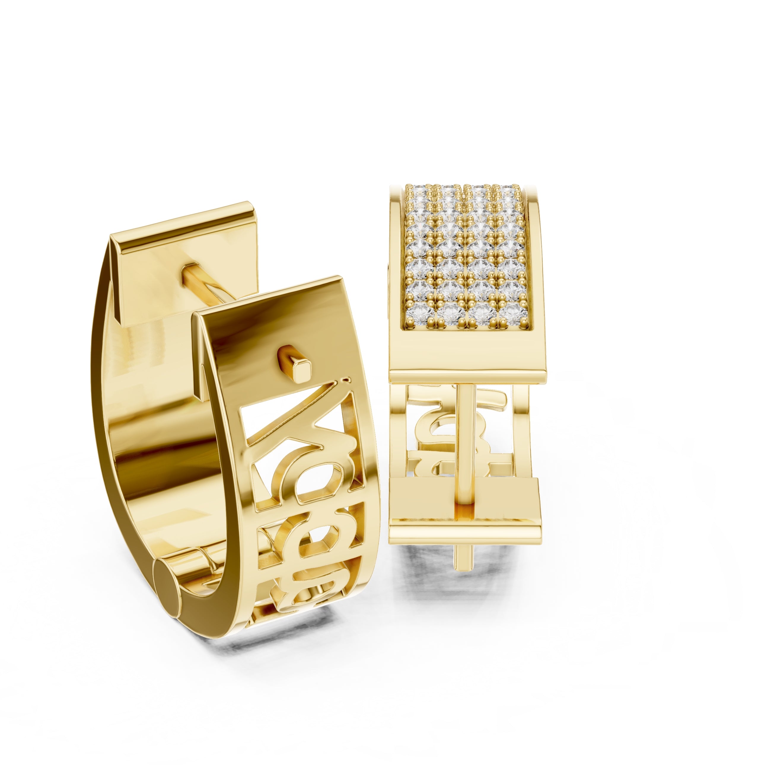 The Eclipse Wide Pavé Lan Grown Diamond Hoops Yellow Gold