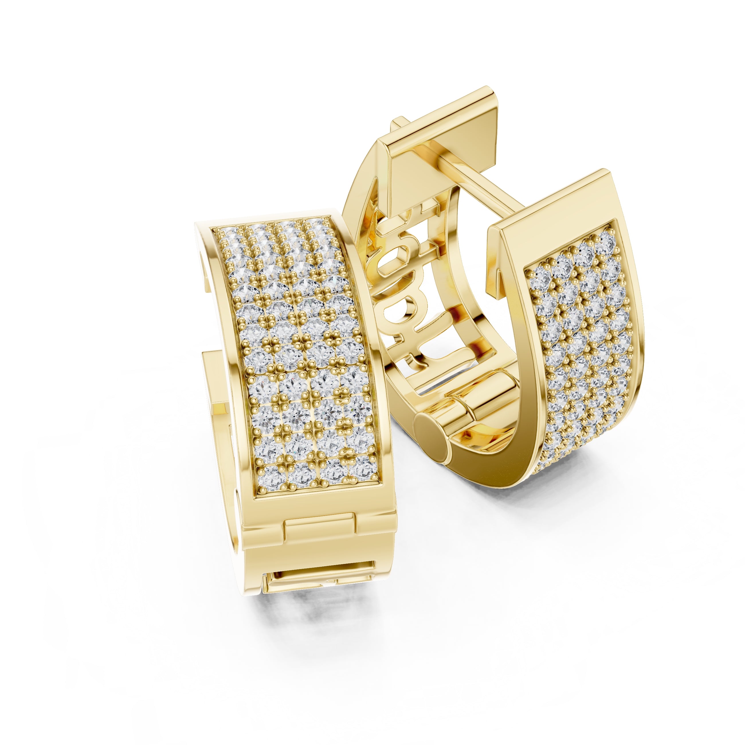 The Eclipse Wide Pavé Lan Grown Diamond Hoops Yellow Gold