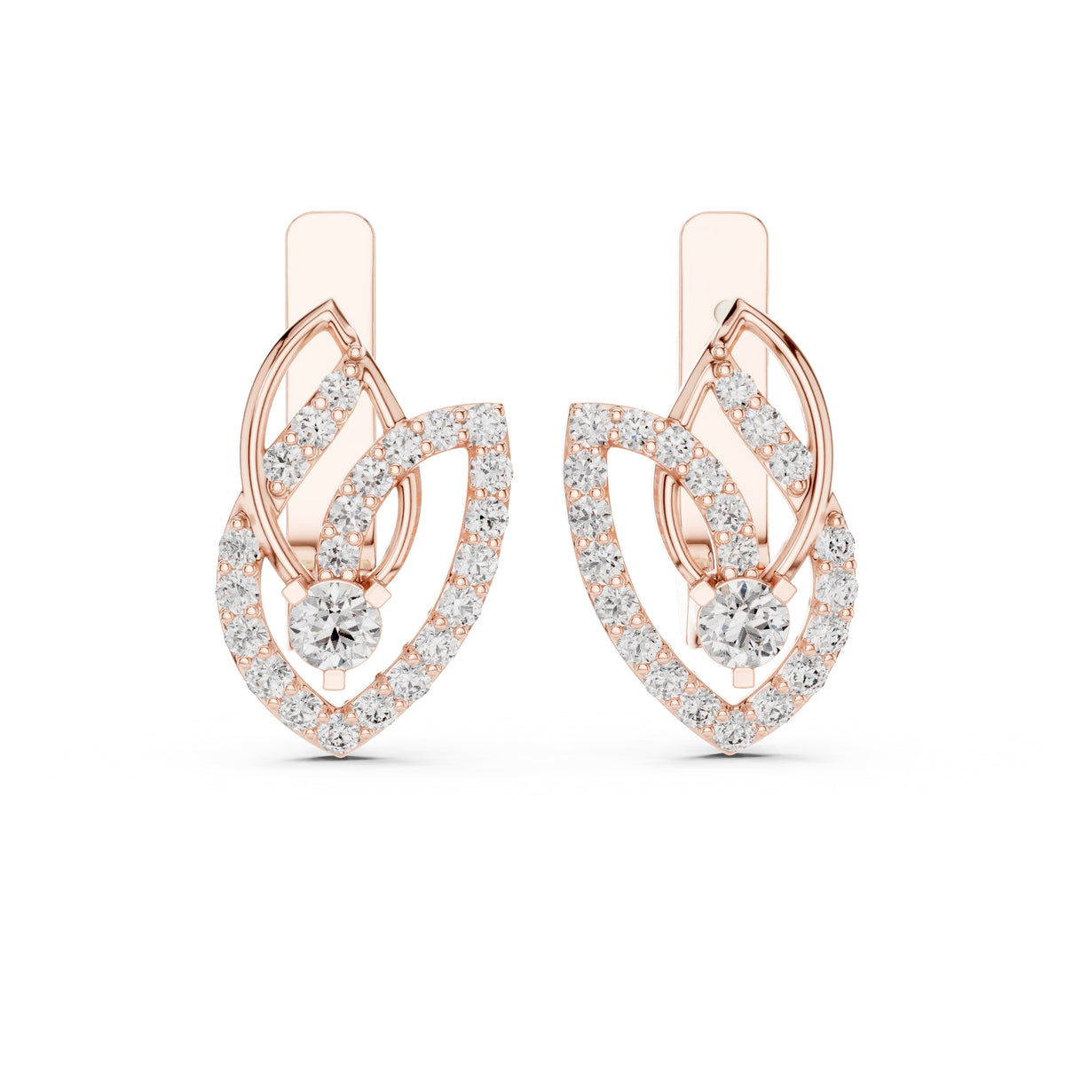 The Lotus Petal Lan Grown Diamond Hoop Earrings Rose Gold
