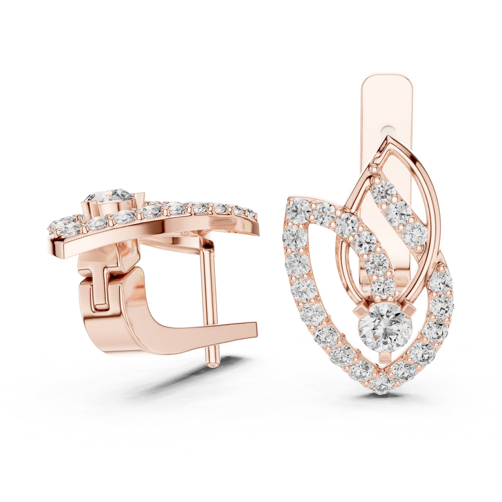 The Lotus Petal Lan Grown Diamond Hoop Earrings Rose Gold