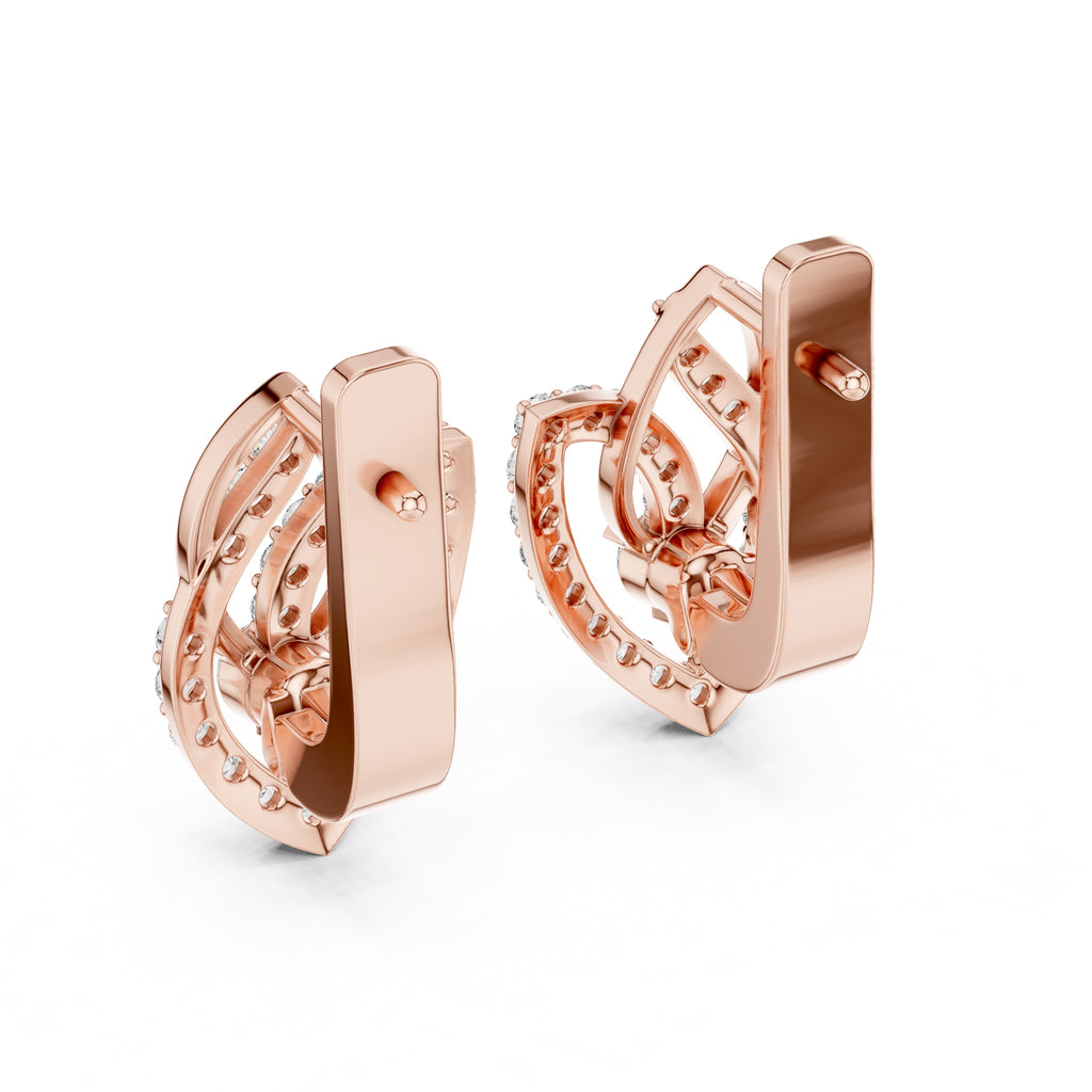 The Lotus Petal Lan Grown Diamond Hoop Earrings Rose Gold