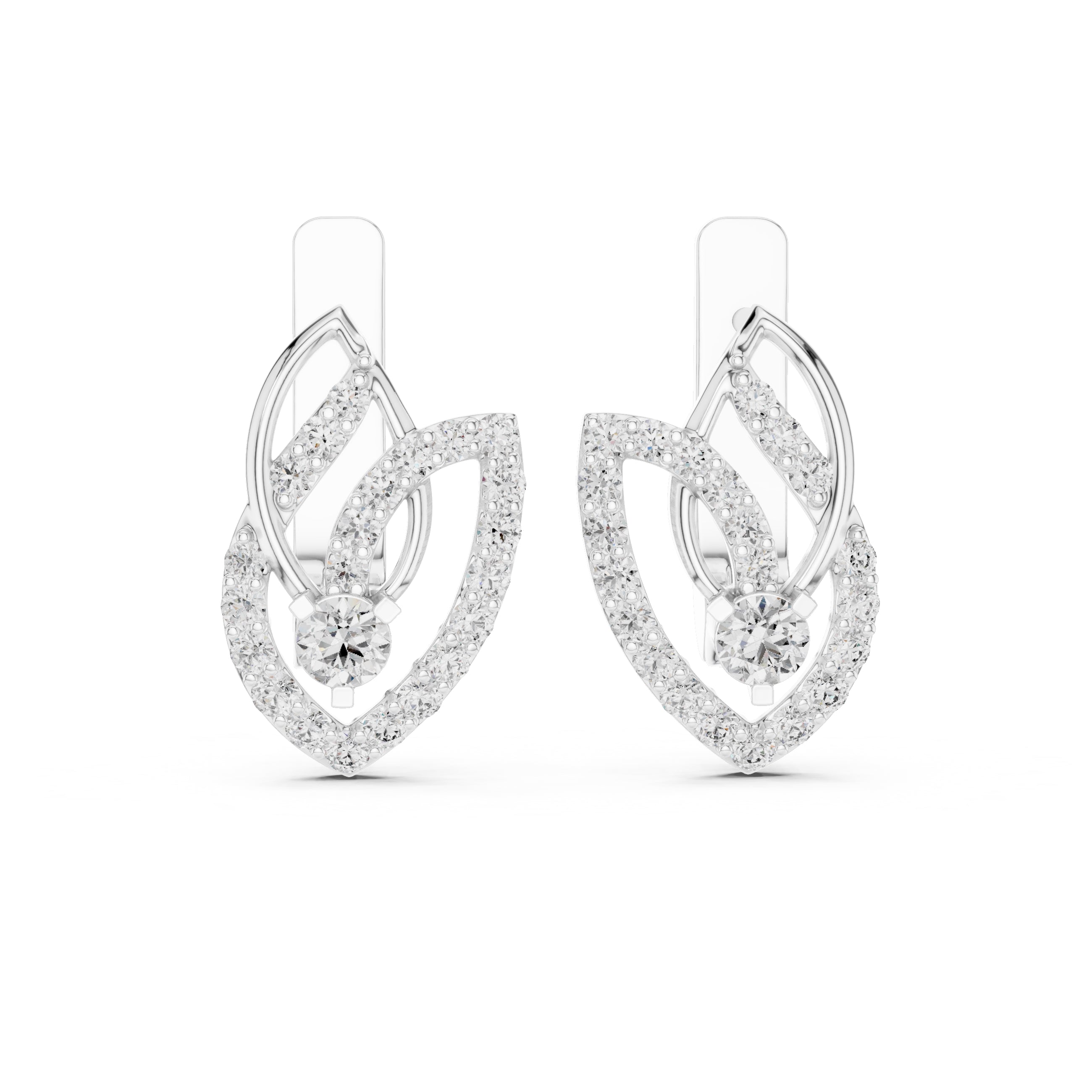The Lotus Petal Lan Grown Diamond Hoop Earrings White Gold