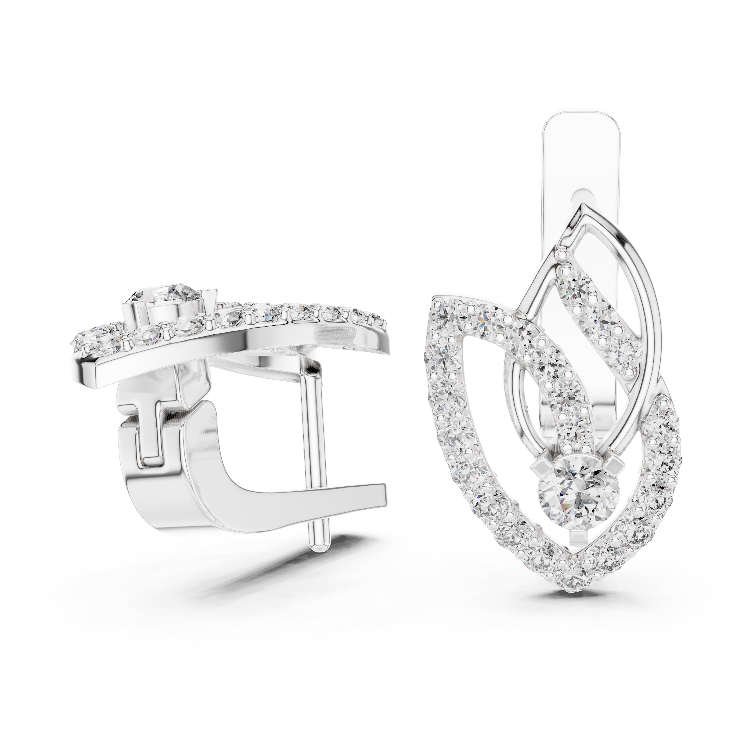 The Lotus Petal Lan Grown Diamond Hoop Earrings White Gold