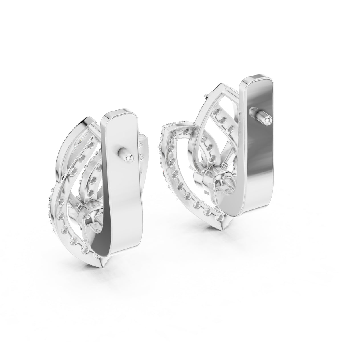 The Lotus Petal Lan Grown Diamond Hoop Earrings White Gold