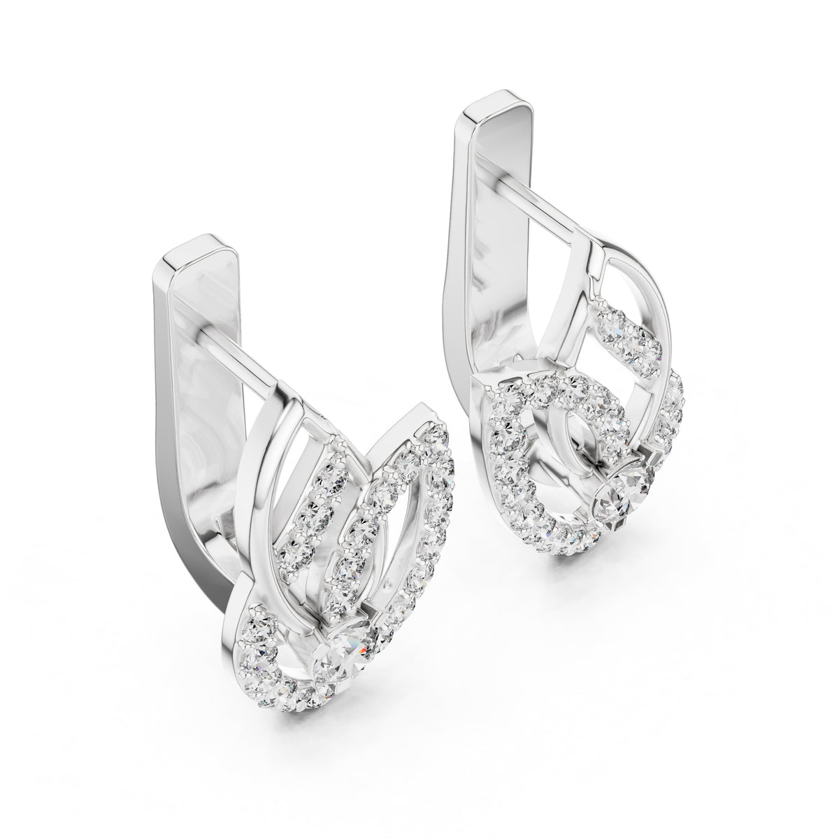 The Lotus Petal Lan Grown Diamond Hoop Earrings White Gold