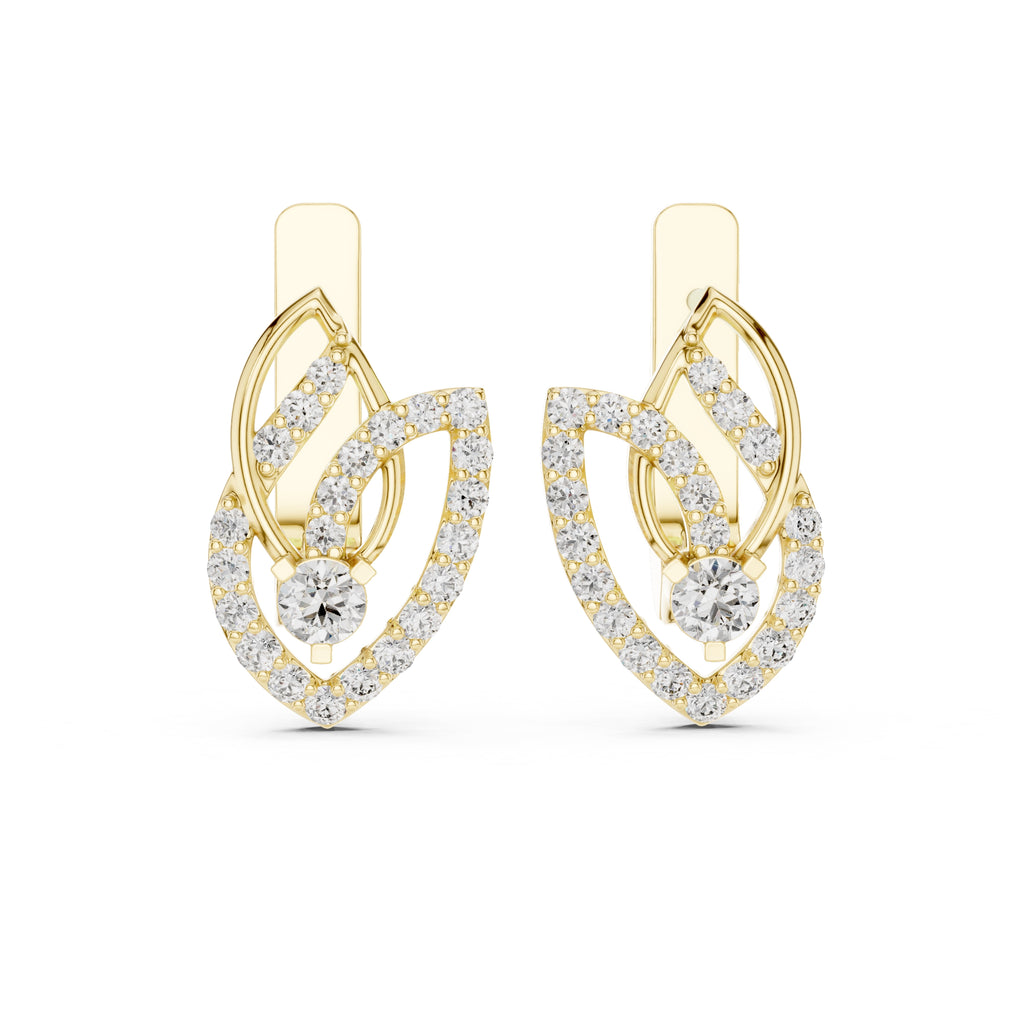 The Lotus Petal Lan Grown Diamond Hoop Earrings Yellow Gold