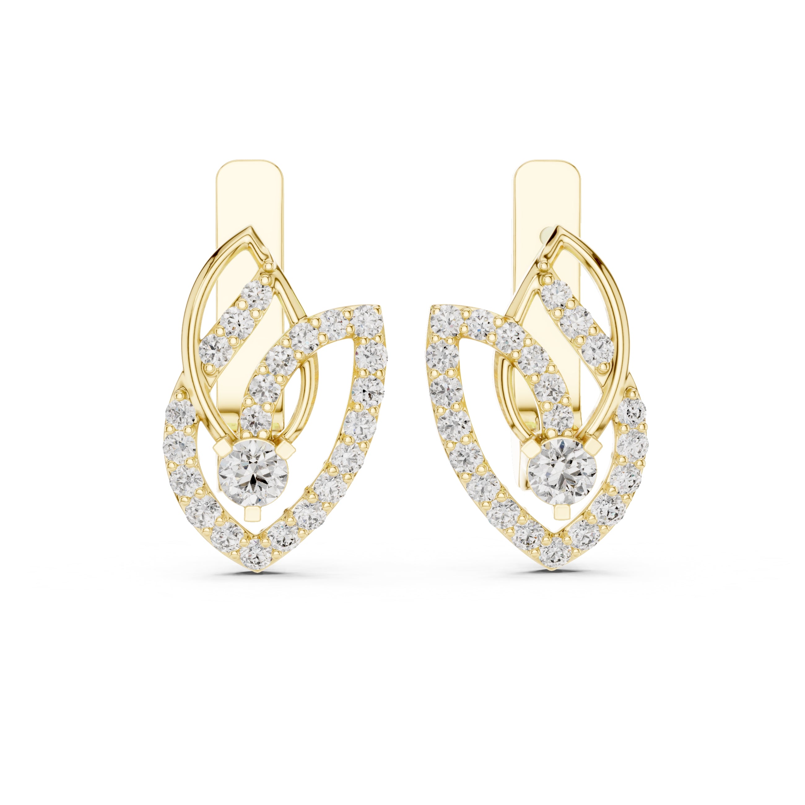 The Lotus Petal Lan Grown Diamond Hoop Earrings Yellow Gold