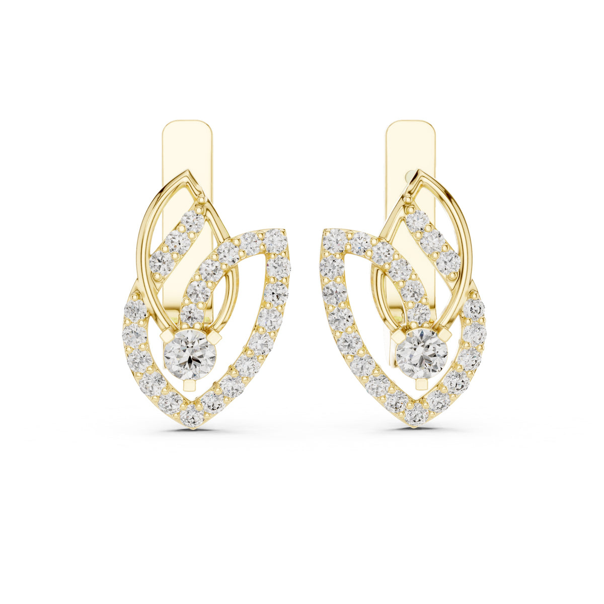 The Lotus Petal Lab Grown Diamond Hoop Earrings Yellow Gold