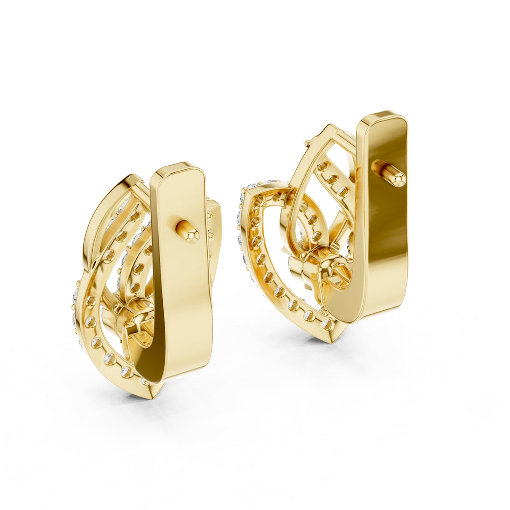 The Lotus Petal Lan Grown Diamond Hoop Earrings Yellow Gold