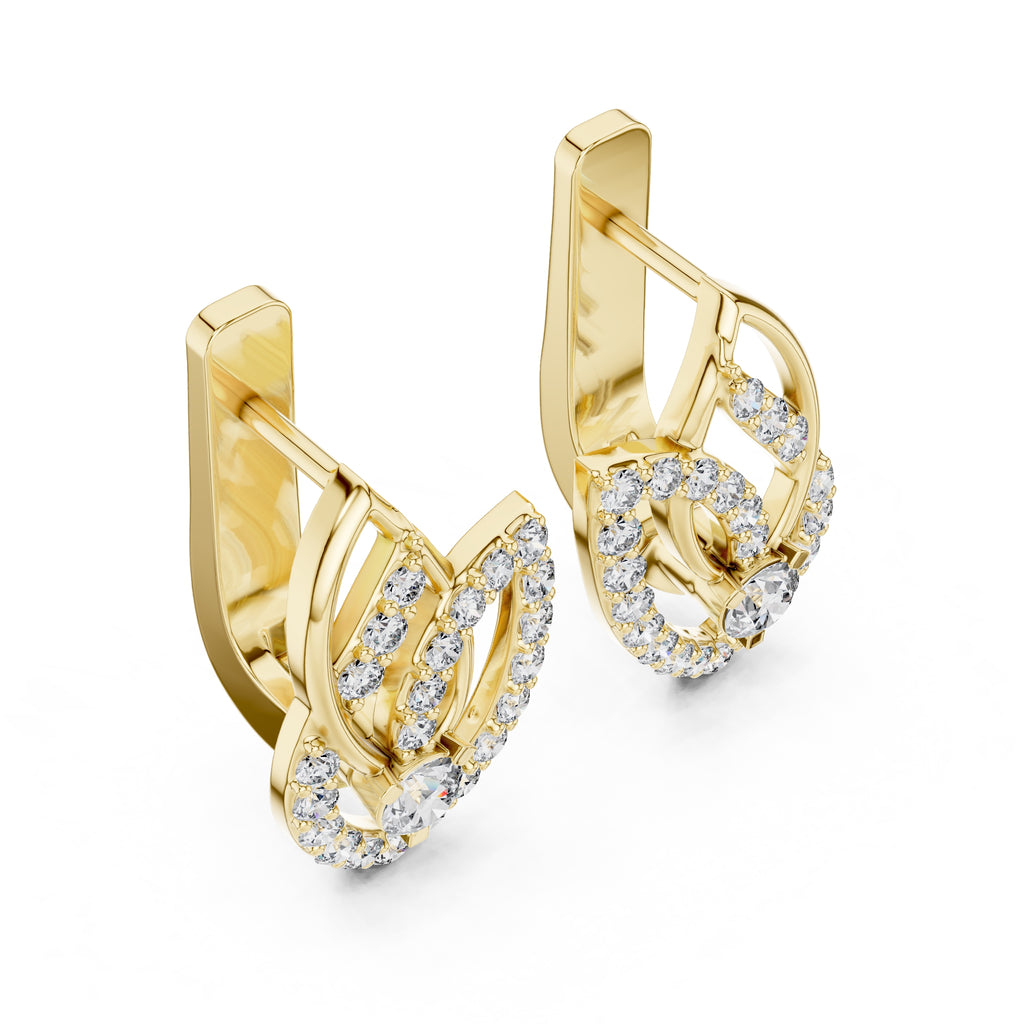 The Lotus Petal Lan Grown Diamond Hoop Earrings Yellow Gold