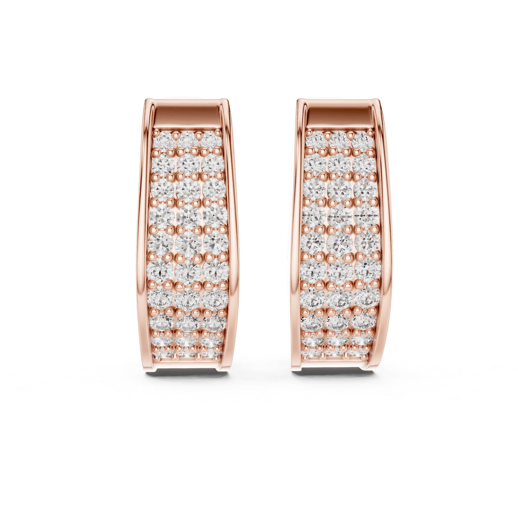 The Meridian Multi-Row Lan Grown Diamond Huggie Hoops Rose Gold