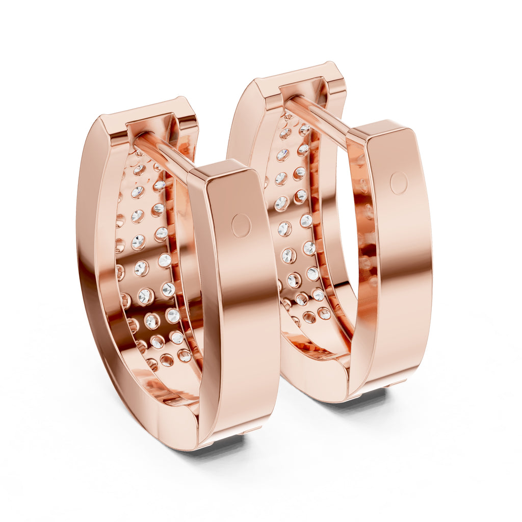 The Meridian Multi-Row Lan Grown Diamond Huggie Hoops Rose Gold