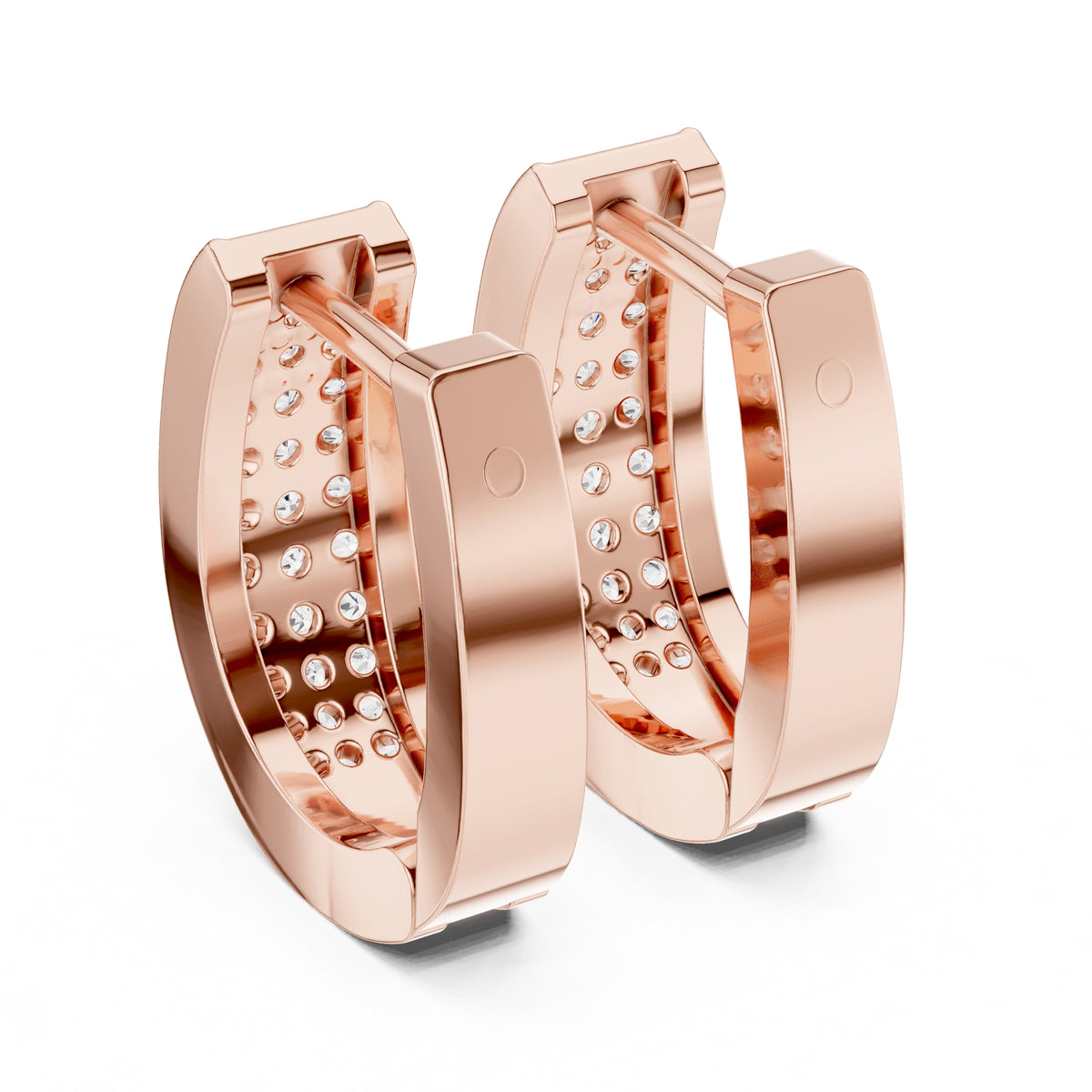 The Meridian Multi-Row Lan Grown Diamond Huggie Hoops Rose Gold