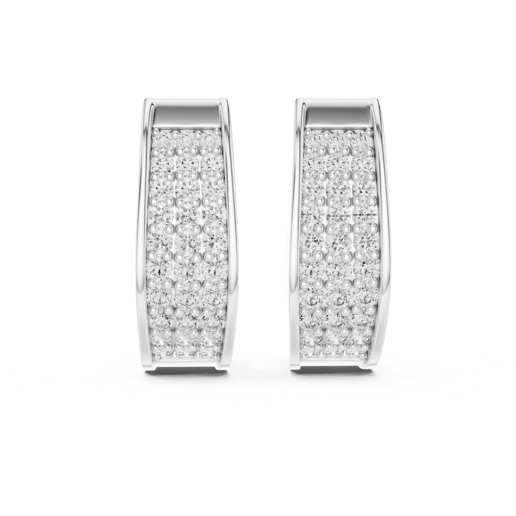 The Meridian Multi-Row Lan Grown Diamond Huggie Hoops White Gold