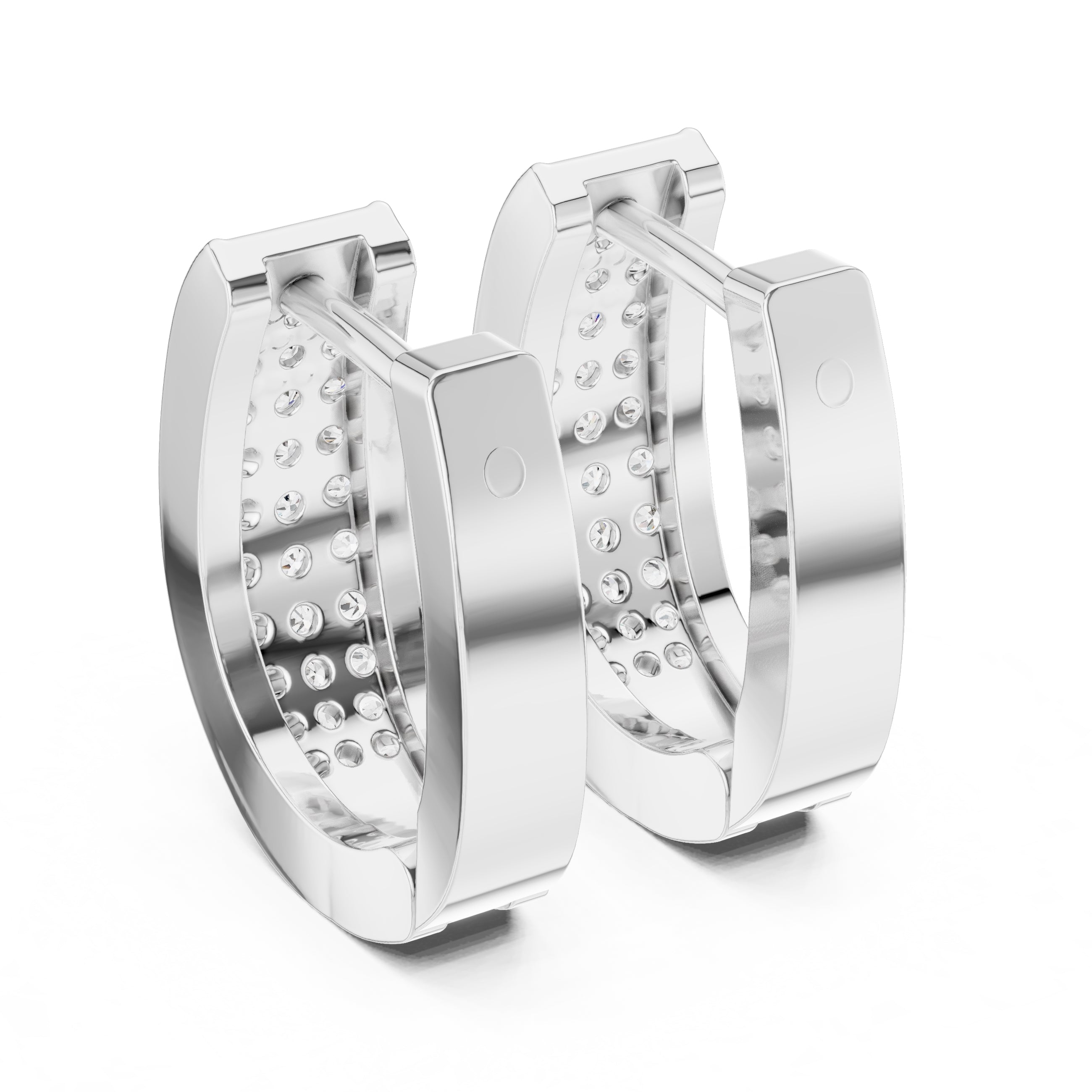 The Meridian Multi-Row Lan Grown Diamond Huggie Hoops White Gold