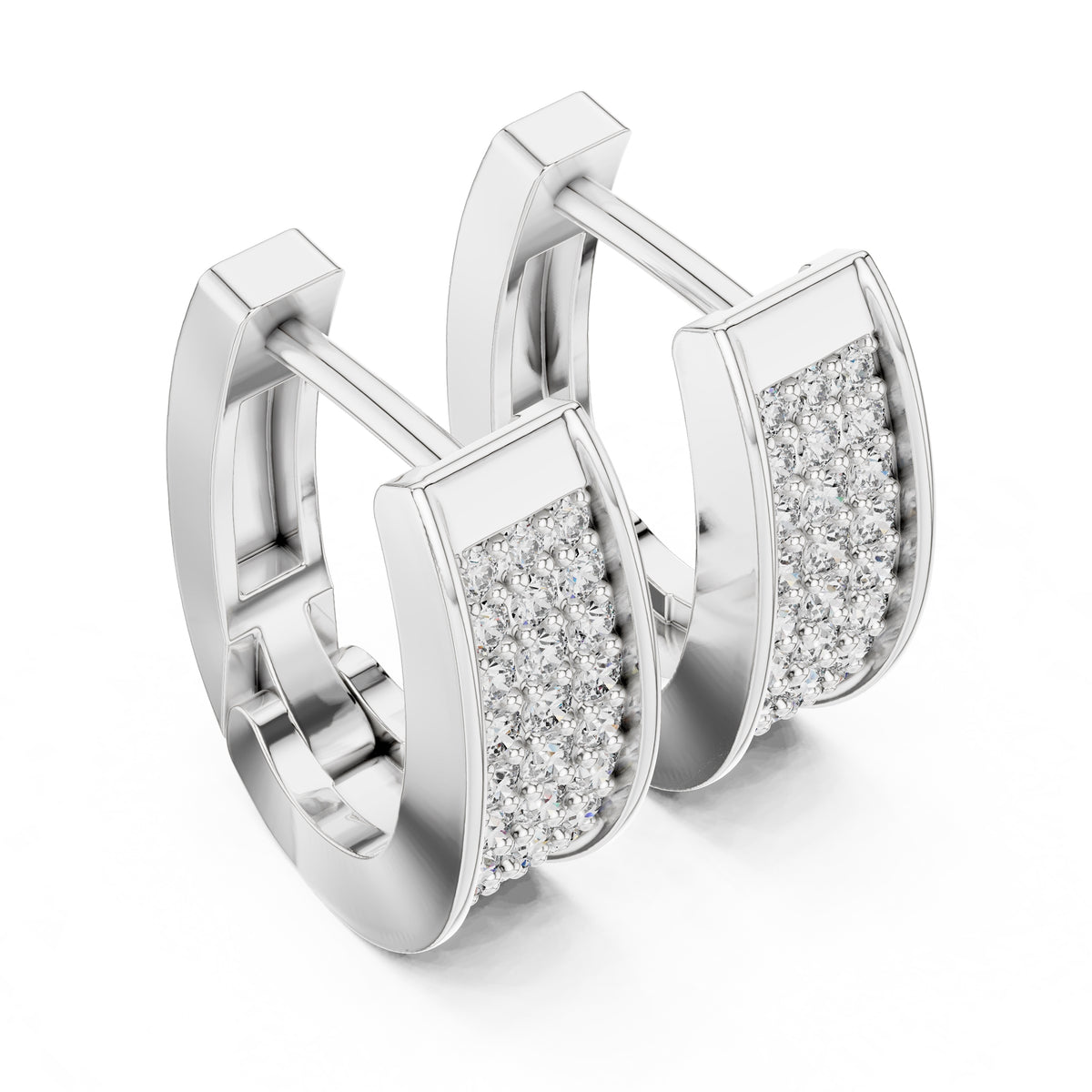 The Meridian Multi-Row Lan Grown Diamond Huggie Hoops White Gold