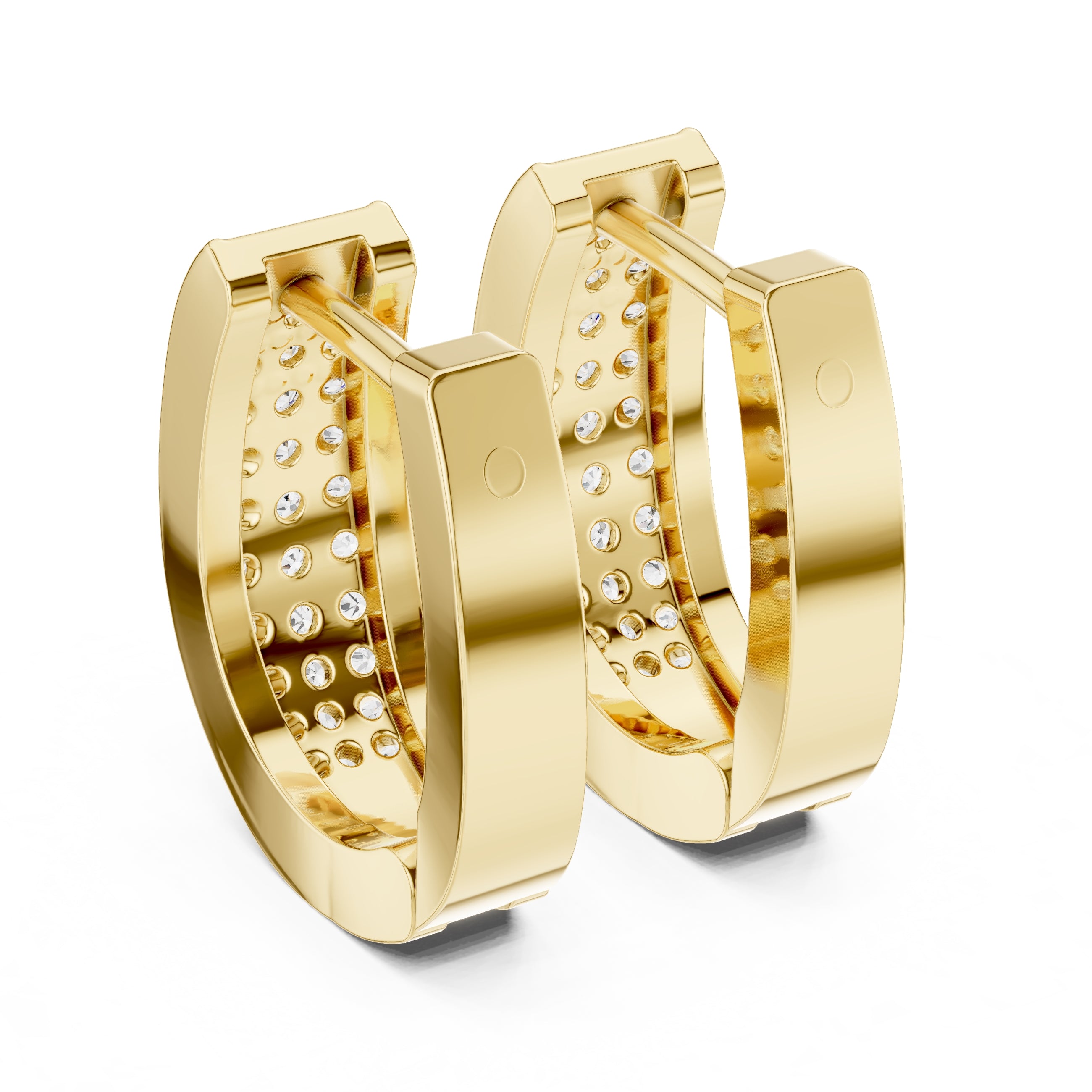 The Meridian Multi-Row Lan Grown Diamond Huggie Hoops Yellow Gold