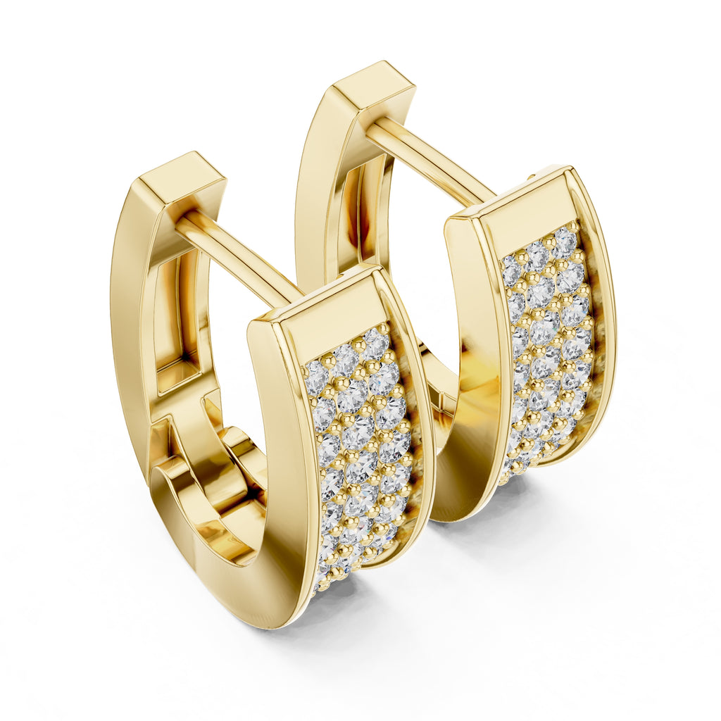 The Meridian Multi-Row Lan Grown Diamond Huggie Hoops Yellow Gold