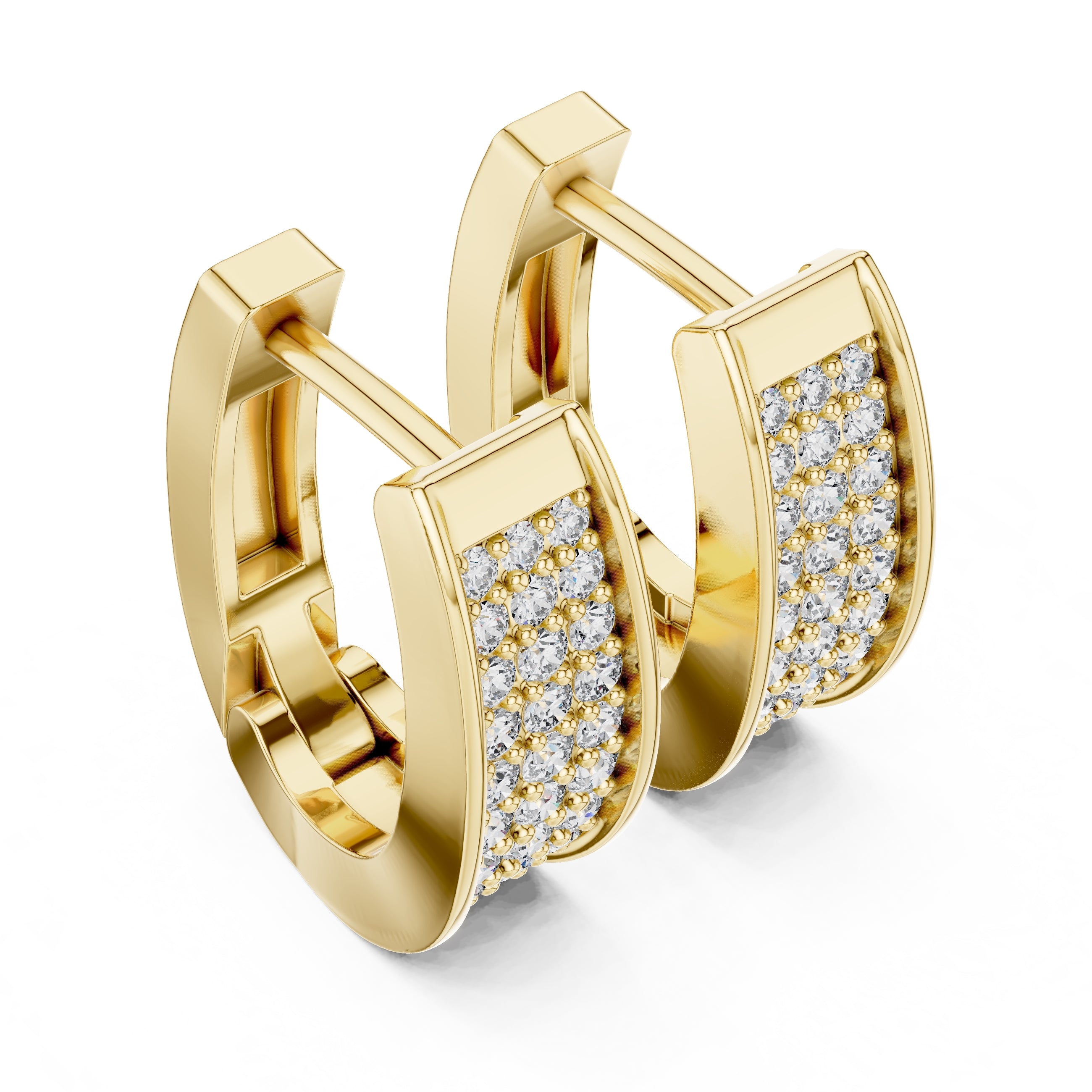 The Meridian Multi-Row Lan Grown Diamond Huggie Hoops Yellow Gold