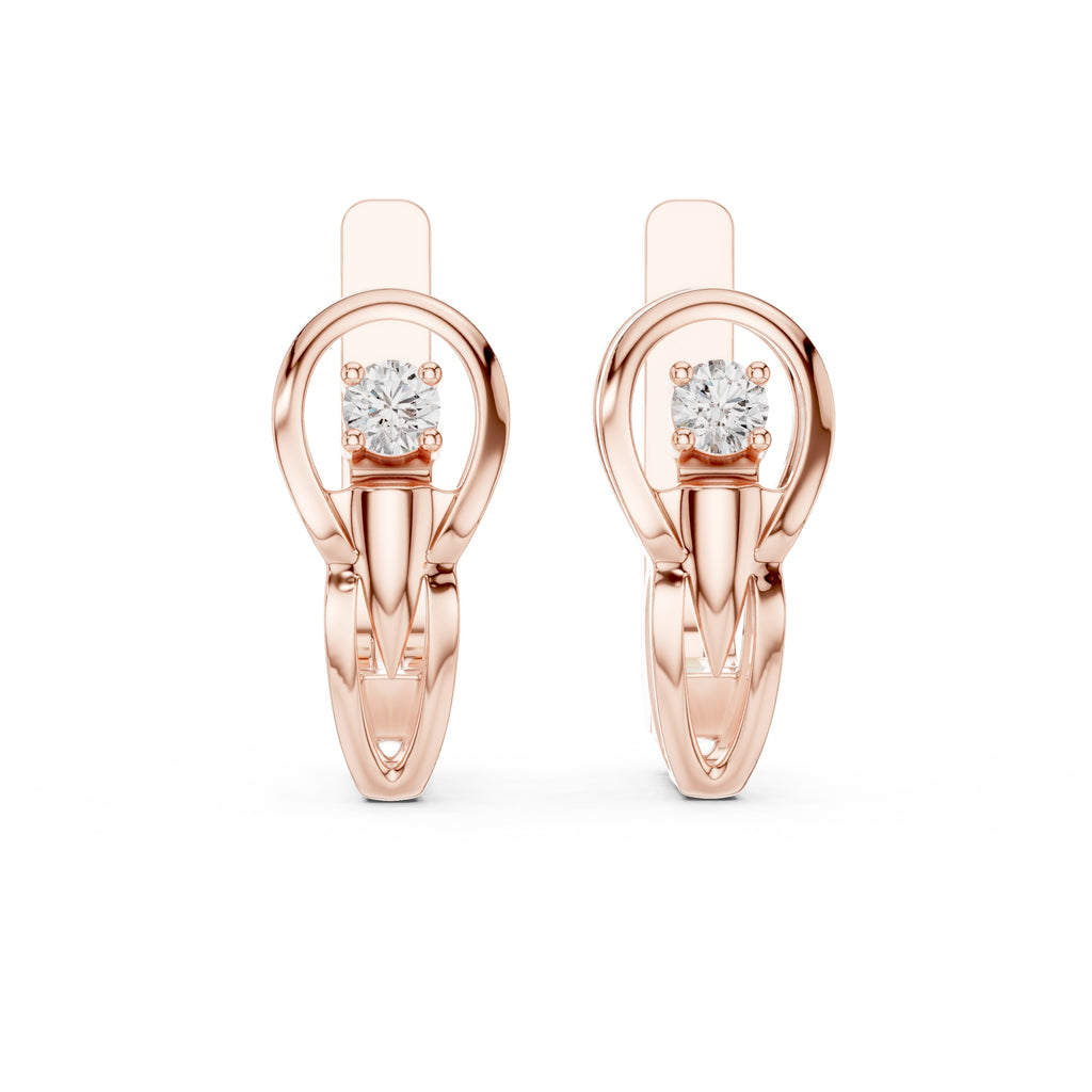 The Floating Solitaire Lan Grown Diamond Hoop Earrings Rose Gold