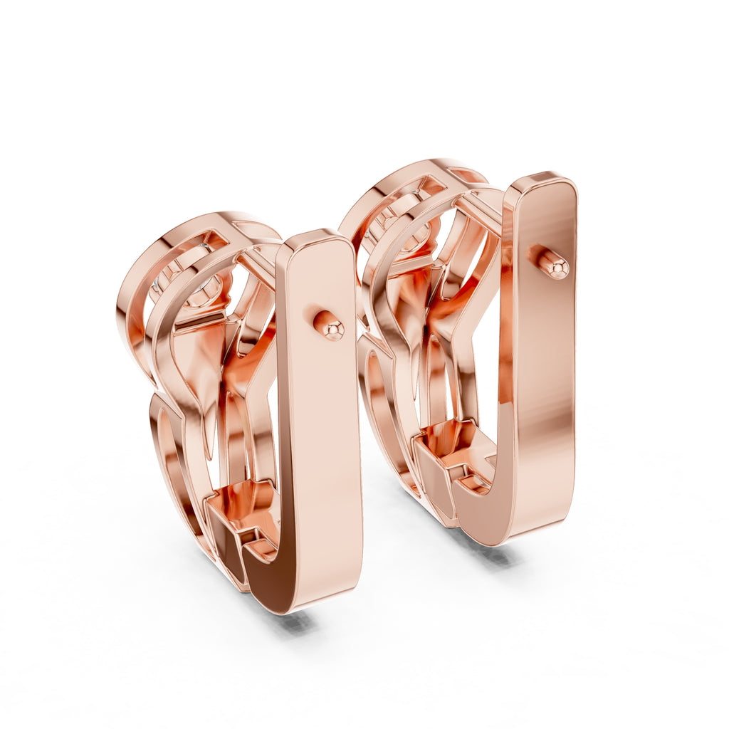 The Floating Solitaire Lan Grown Diamond Hoop Earrings Rose Gold