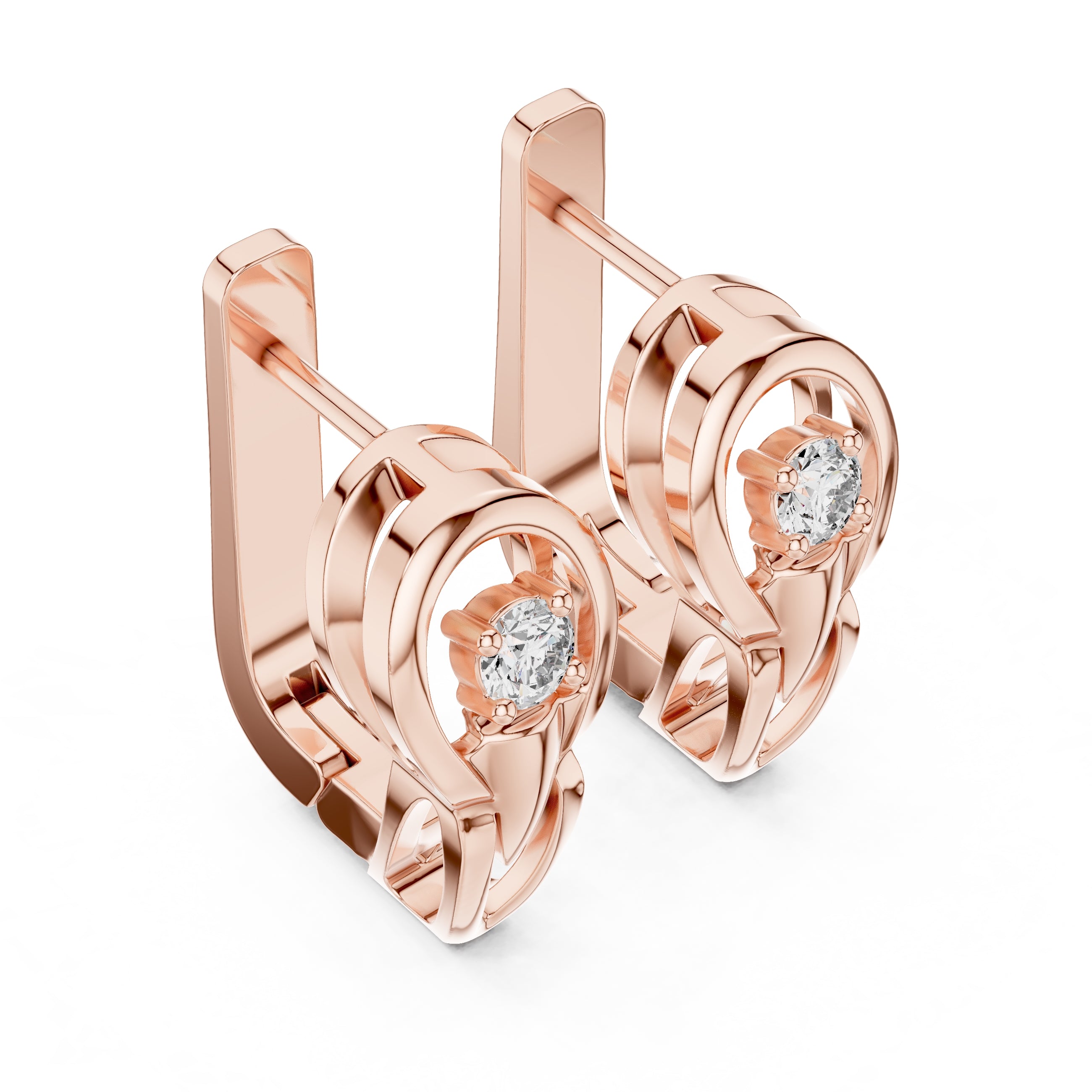 The Floating Solitaire Lan Grown Diamond Hoop Earrings Rose Gold