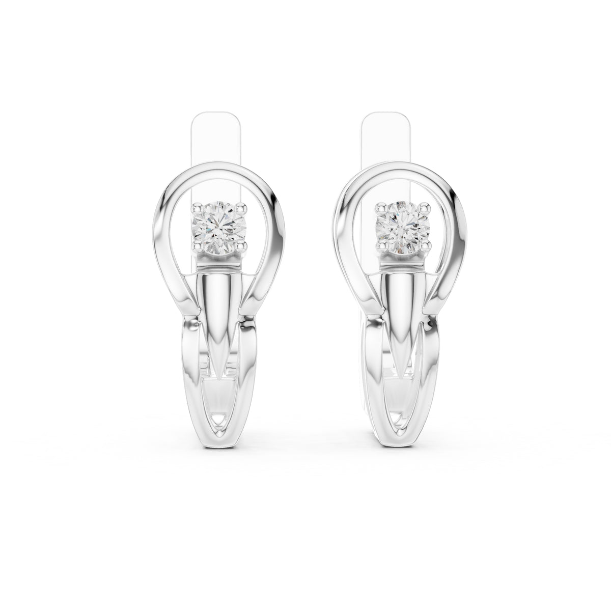 The Floating Solitaire Lan Grown Diamond Hoop Earrings White Gold