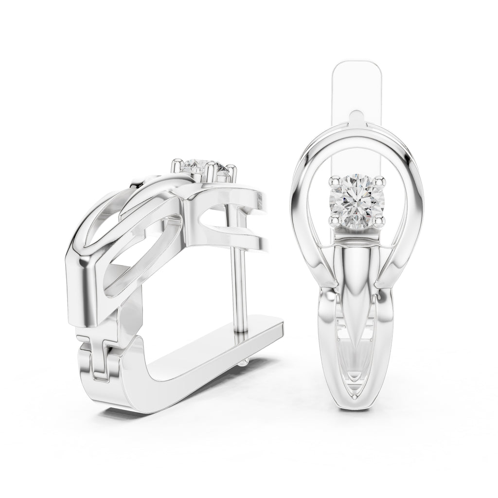 The Floating Solitaire Lan Grown Diamond Hoop Earrings White Gold