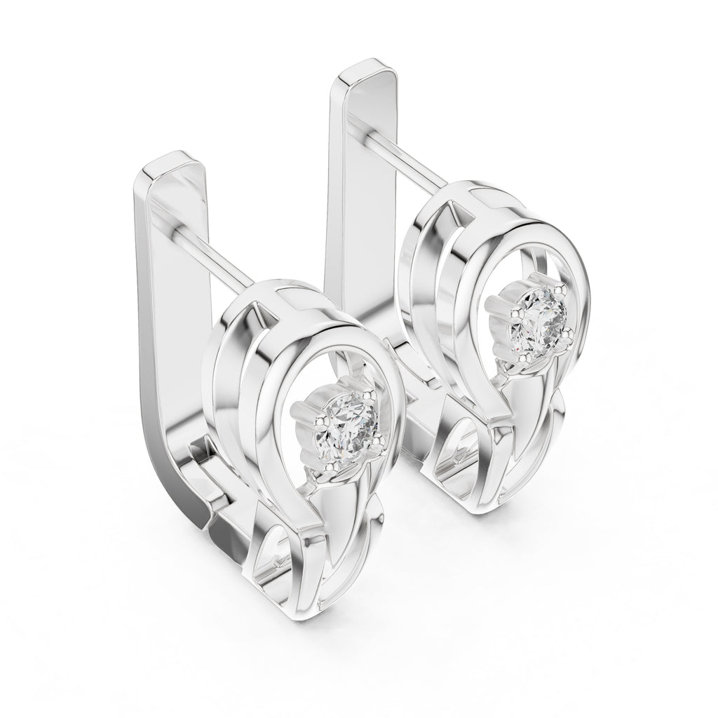 The Floating Solitaire Lan Grown Diamond Hoop Earrings White Gold