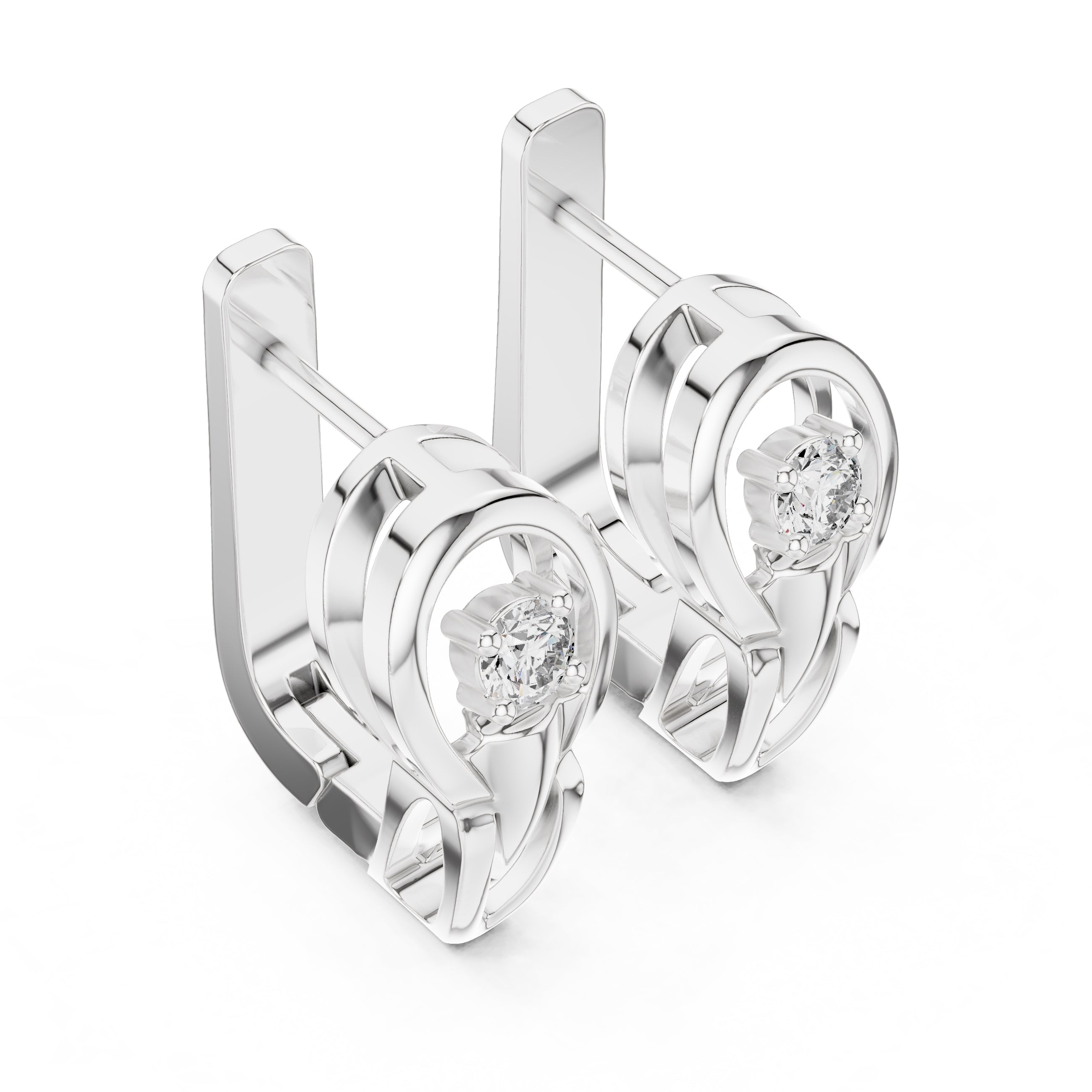 The Floating Solitaire Lan Grown Diamond Hoop Earrings White Gold