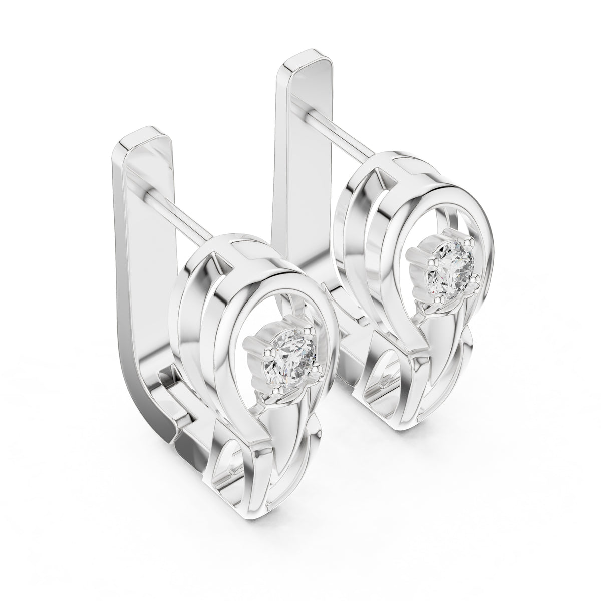 The Floating Solitaire Lab Grown Diamond Hoop Earrings White Gold