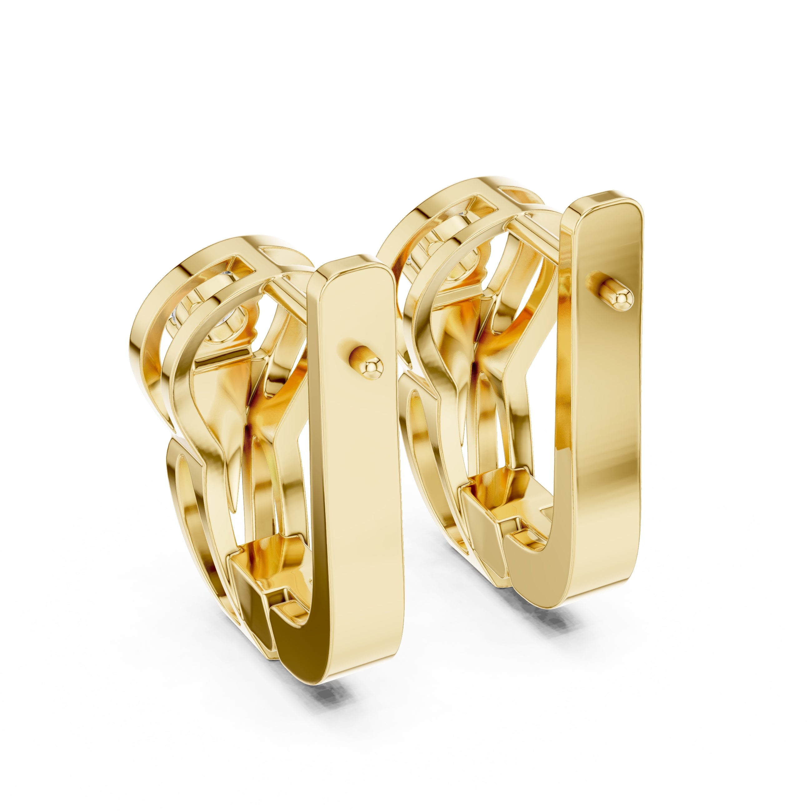 The Floating Solitaire Lan Grown Diamond Hoop Earrings Yellow Gold